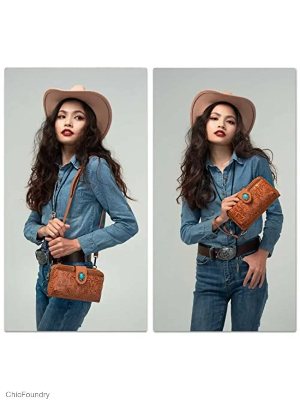 Small Crossbody Bag with Phone Pocket Faux Leather Embossed Adjustable Strap